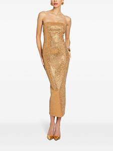 Retrofete Boa gebreide verfraaide maxi-jurk - Goud