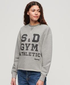 Superdry Vrouwen Kort Losvallend Athletic Essentials Sweatshirt met Ronde Hals Grijs
