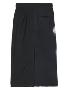 Feng Chen Wang abstract-print wool midi skirt - Zwart