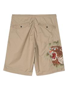 Maharishi embroidered-motif bermuda shorts - Beige