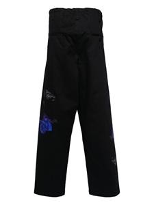 yohjiyamamoto Yohji Yamamoto Katoenen broek met wijde pijpen - Zwart