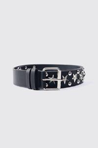 Boohoo Riem Met Sterren, Studs En Zilveren Gesp, Black