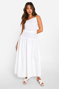 Boohoo Linen Beaded Midaxi Dress, Ecru