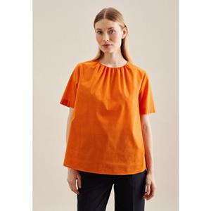 seidensticker Shirtblouse Zwarte roos Korte mouwen ronde hals uni