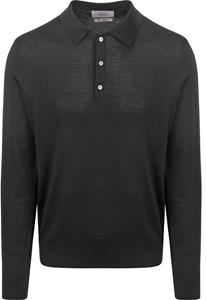 King Essentials The Robert Long Sleeve Poloshirt Merino Zwart