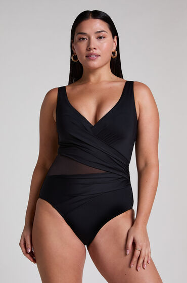 Hunkemöller Badpak Shaping Shell Mesh Zwart