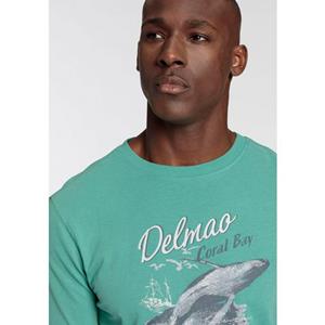 DELMAO Shirt met lange mouwen smalle pasvorm, met casual print, ronde hals