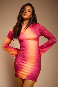 Boohoo Mini Jurk Met Lange Mouwen En Opdruk, Pink