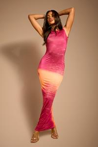 Boohoo Strakke Maxi Jurk Met Kapmouwen En Opdruk, Multi