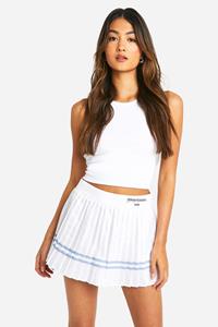 Boohoo Geplooide Gestreepte Design Studio Tennis Rok, White