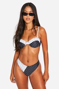 Boohoo Hipster Bikini Broekje Met Stippen, Black