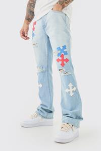 Boohoo Onbewerkte Flared Slim Fit Ijsblauwe Jeans, Ice Blue