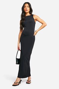 Boohoo Zwangerschap Strakke Premium Midaxi Jurk Met Racer Hals, Black