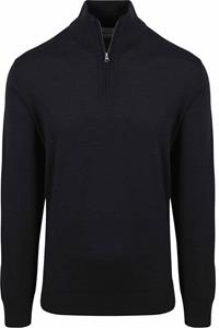 King Essentials The Michael Half Zip Pull Merino Zwart