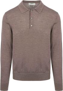 King Essentials The Robert Long Sleeve Poloshirt Merino Bruin