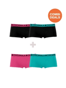 Dames 2+2-pack Boxershorts Effen