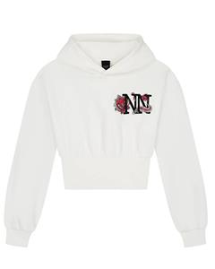 Nik & Nik Meisjes hoodie rib off white fuchsia pop
