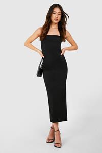 Tall Strakke Matte Premium Strapless Midaxi Jurk, Black