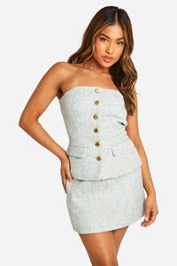 Boohoo Petite Getailleerde Bouclé Bandeau Top, Mint