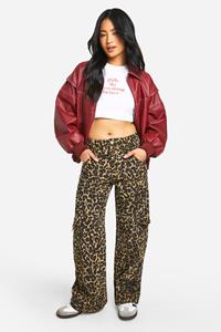 Boohoo Petite Luipaardprint Cargo Jeans, Leopard