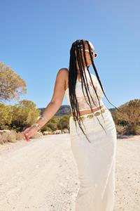 Boohoo Plus Geplooide Kanten Maxi Rok, White