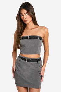Boohoo Mini Rokje Met Ceintuur, Charcoal