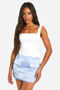 Boohoo Satijnen Mini Mini Rokje, Baby Blue