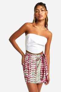 Boohoo Tie Dye Mini Wikkelrokje, Pink