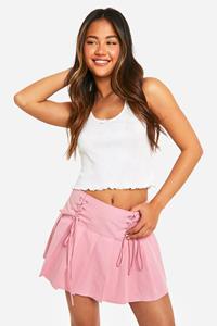 Boohoo Geplooide Tennis Rok Met Veters, Baby Pink
