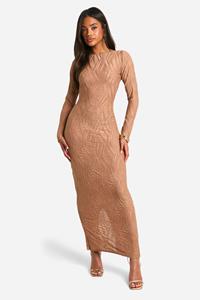 Boohoo Maxi Jurk Met Textuur En Bandjes, Stone