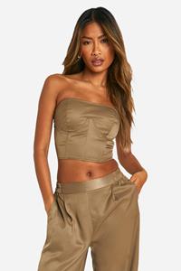 Boohoo Korte Bandeau Top Met Structuur, Mocha