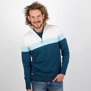 Q1905 Trui kralingen marine blauw/witgrijs/lichtblauw