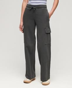 Superdry Vrouwen Athletic Essentials Vintage Cargo Joggingbroek met Wijde Pijpen Zwart