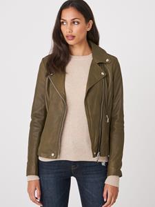 REPEAT cashmere Leren biker jas