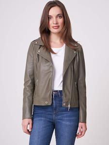 REPEAT cashmere Leren bikerjas
