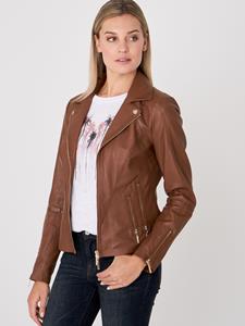 REPEAT cashmere Dames biker jas van leer