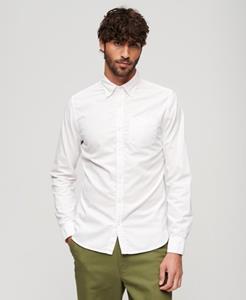 Superdry Mannen Oxford Overhemd met Lange Mouwen Wit