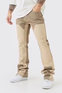 Boohoo Onbewerkte Flared Overdye Slim Fit Utility Jeans, Stone