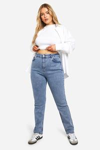 Boohoo Plus Dark Wash Skinny Fit Mom Jeans, Acid Wash Dark Blue
