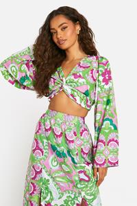 Boohoo Gedraaide Crop Top Met Print, Multi