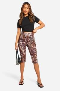 Boohoo Petite Luipaardprint Bengaline Capri Broek, Animal