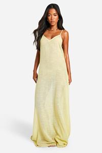 Boohoo Maxi Strand Jurk Met Bandjes, Lime