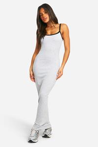 Boohoo Maxi Jurk Met Contrasterende Naden En Bandjes, Grey Marl