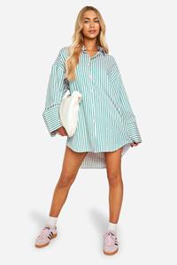 Boohoo Gestreepte Blouse Jurk Met Wijde Mouwen, Pink