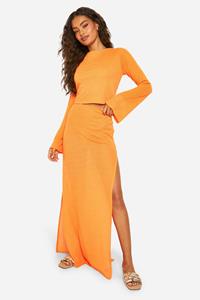 Boohoo Gebreide Maxi Rok, Burnt Orange
