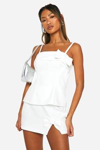Boohoo Mini Mini Rokje Met Strik, Ivory