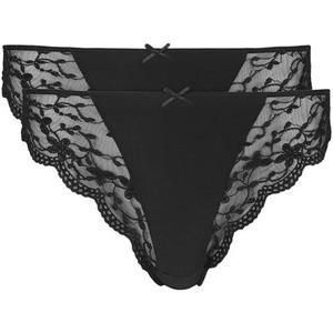 Nina Von C. String "Silver Edition" met gebloemde kanten inzetten (2 stuks, Set van 2)