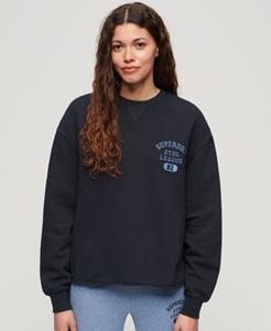 Superdry Vrouwen Kort Losvallend Athletic Essentials Sweatshirt met Ronde Hals Blauw