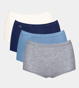 Sloggi 4-pack dames Basic Maxi slips - Blue Summer - katoenen dames taille onderbroeken