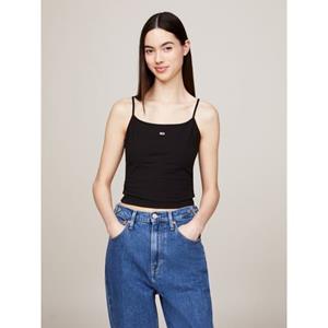 TOMMY JEANS Top met spaghettibandjes Crop Essential Strap Tank Top, kort met verstelbare spaghettibandjes merklogo